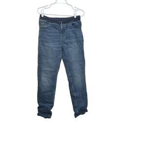 Lands’ End Boys XL Lined Pull-On Denim Jogger Jeans Knit Waist Blue